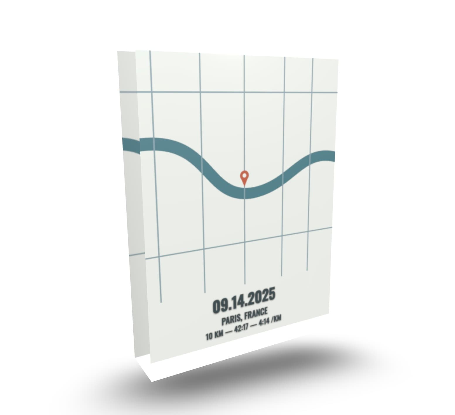 Plaque Parcours — bloc acrylique gravé avec la carte du tracé