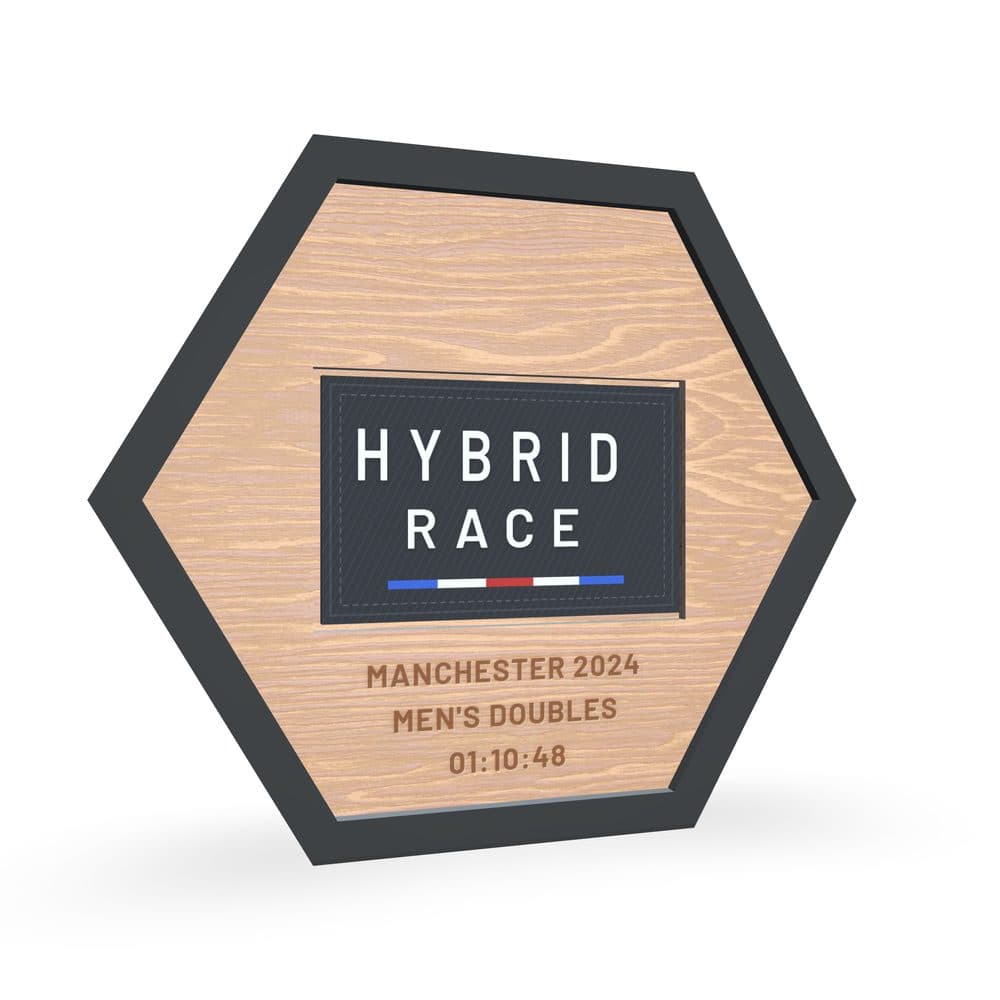 Cadre Hexagone personnalisé : patch Hybrid Race, gravure Manchester 2024